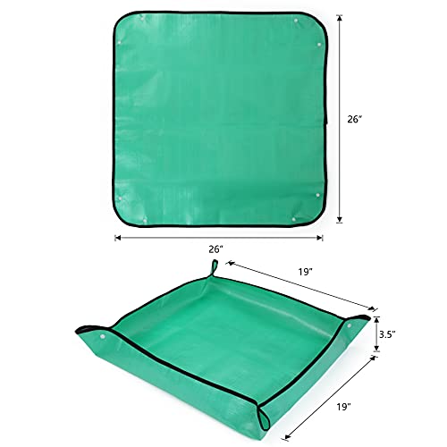 RESTCLOUD Indoor Plant Repotting Mat Potting Tray, Poo Poo Platter for Butterfly Cage, 19.6 x 19.6 Inches, Green, Set of 2 (26 x 26 Inches Set of 2) - size: 26 x 26 Inches Set of 2