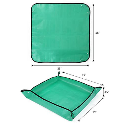 RESTCLOUD Indoor Plant Repotting Mat Potting Tray, Poo Poo Platter for Butterfly Cage, 19.6 x 19.6 Inches, Green, Set of 2 (26 x 26 Inches Set of 2) - size: 26 x 26 Inches Set of 2