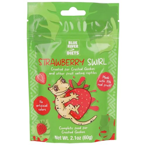Blue River Diets Crested Gecko Diet | Strawberry Swirl | All Natural Low Fat Complete Gecko Food | 2.1oz