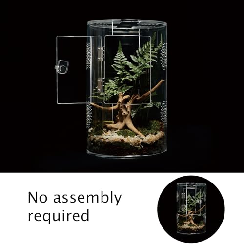 Acrylic Terrarium for Reptiles & Spiders – Small/Medium/Large Leak-Proof Enclosure (Horizontal/Vertical) | Ideal for Tarantulas, Jumping Spiders, Frogs & Geckos(Medium, Round) - size: Medium