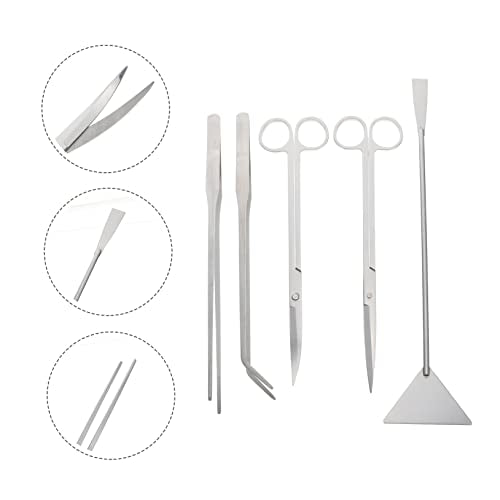 COLLBATH 1set Aquarium Scissors Set Stainless Steel Long Tweezer Scraper Tool for Plant Care - size: 32X7X1CM
