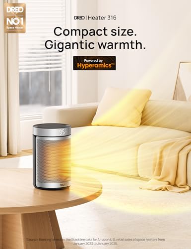 DREO Space Heater, Portable Electric Heaters for Indoor Use with Remote | Adjustable Thermostat, 12H Timer, 5 Mode, 1500W PTC Ceramic Fast Safety Heat for Office Bedroom Home, 34dB Quiet, Silver - color: Silver