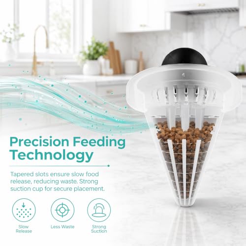 2Pcs White Cone Fish Feeder Cups with Suction for Aquarium Tanks | white cone fish feeder aquarium suction cup red worm feeder cup tank feeding dish 2pcs fish supplies