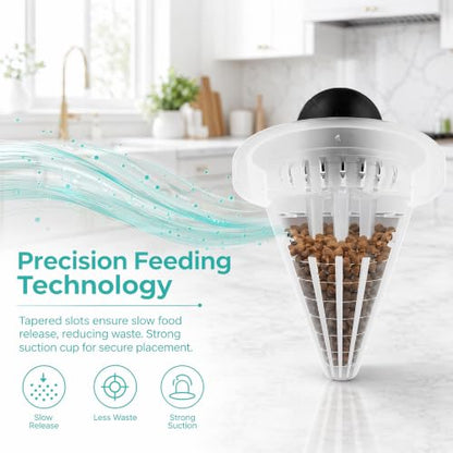 2Pcs White Cone Fish Feeder Cups with Suction for Aquarium Tanks | white cone fish feeder aquarium suction cup red worm feeder cup tank feeding dish 2pcs fish supplies