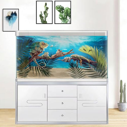 48x24IN Aquarium Scenery Under The Sea Coral Reef Backdrop Terrarium Background with Double-Sided Tape - size: 48X24in/120X60cm