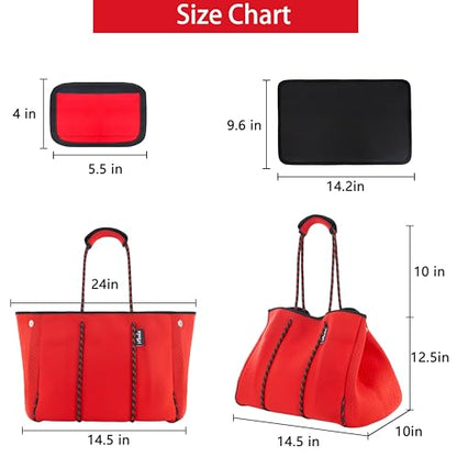 Hibala Neoprene Multipurpose Beach Bag,Gym/Travel/Pool Bag,Tote For Women&Men - color: Red
