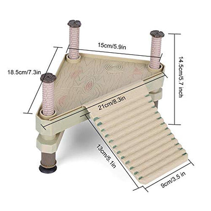 Decorative Turtle Pier Floating Basking Platform with Ramp Ladder Small Aquatic Turtle Pier Floating Dock Basking Platform Area for Aquarium Fish Tank