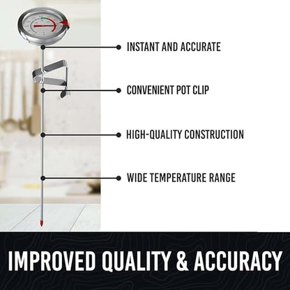 CRAFT911 Candy Thermometer with Pot Clip - Deep Fry Oil Thermometer for Frying and Candle Making (White) - color: White