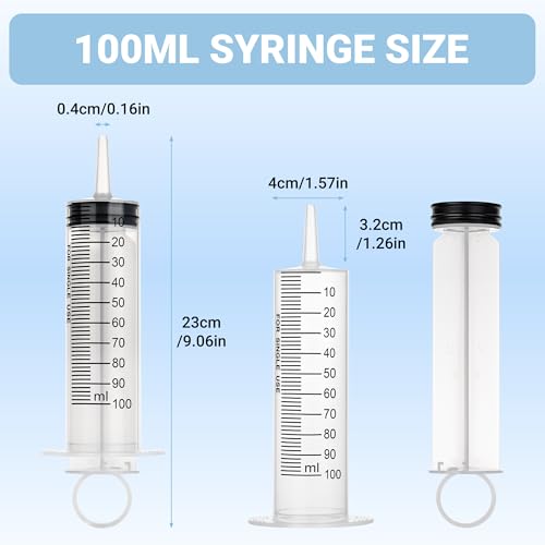 100ml Large Syringe, 5 Pack Plastic Syringes for Liquid with Tip Adapter | 100cc Large syringe for thick liquids & Scientific Labs, Oil Transfer, Plant Watering & Refilling, Glue, Individual Sealed - style: 100 ML