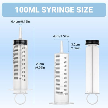 100ml Large Syringe, 5 Pack Plastic Syringes for Liquid with Tip Adapter | 100cc Large syringe for thick liquids & Scientific Labs, Oil Transfer, Plant Watering & Refilling, Glue, Individual Sealed - style: 100 ML