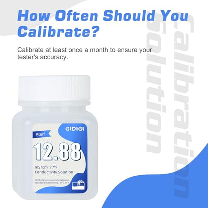 EC Calibration Solution 4 * 50ml 12.88mS/cm for TDS EC Salt Meters | TDS Calibration Solution Kits, High-Precision Calibration, For TDS Meter, EC Meter and Salinity Meters - color: Blue