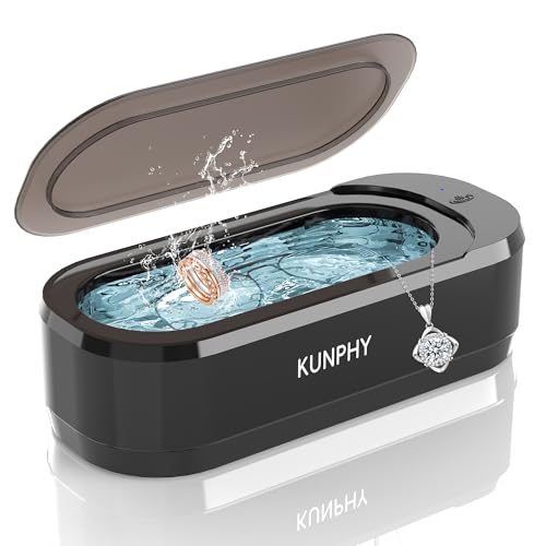 Ultrasonic Jewelry Cleaner, Jewelry Cleaner Machine 12oz 46KHz, Professional Sonic Cleaner with One-Touch Operation, Sonic Cleaner for Rings, Glasses, Jewelry, Dentures (Black) - color: Black