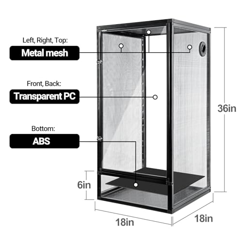 REPTI ZOO 18" x 18" x 36" Front Opening Chameleon Cage with 3-Sided Metal Mesh, 50 Gallon Screen Vertical Terrarium with Background Sticker, Tall Enclosure for Chameleon, Tree Frog, Arboreal Reptiles - size: 18" x 18" x 36"