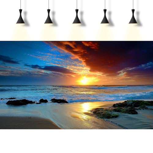 Sunset Beach Aquarium Background Sunrise Ocean Seashore Fish Tank Background Ocean Seascape Terrarium Backgrounds Amazing Sunrise Over Seacoast Sand Ocean Waves Reptile Tank Backgrounds 30x18in - color: Dark Blue, size: 30(W)x18(H)inches/ 75(W)*45cm(H)