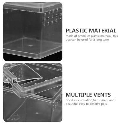 Reptile Breeding Box Plastic Habitat Case for Lizards Geckos and Insects Climbing Pet Feeding Container Suitable for Travel and Display