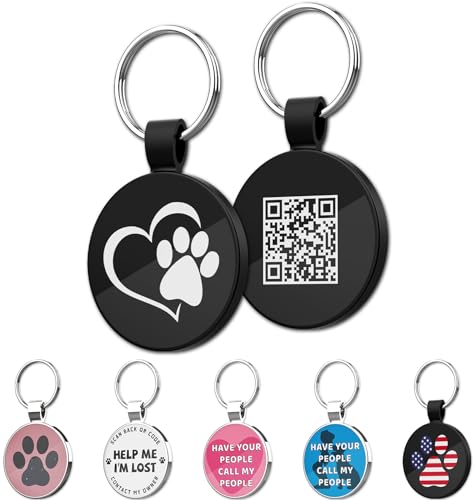 MYLUCKYTAG QR Code Pet ID | Personalized Dog & Cat Collar Tag | Online Profile with Instant Scanned Location Alert Email - style: Heart Paw