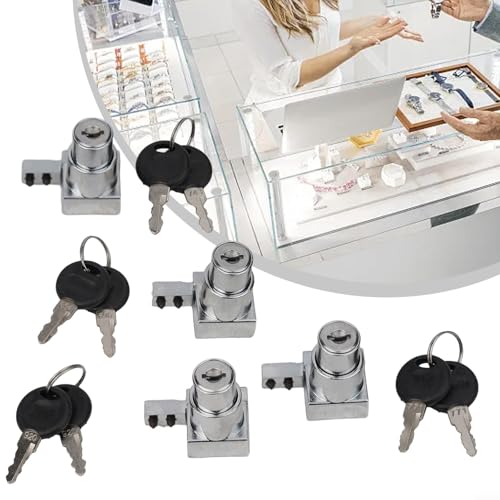 Zinc Alloy Sliding Glass Door Lock Set with Keys for Display Cabinets and Terrariums, Rust-Resistant Hardware for 5-8mm Glass Panels, Installation without Drilling(4PCS) - size: 4 Pieces