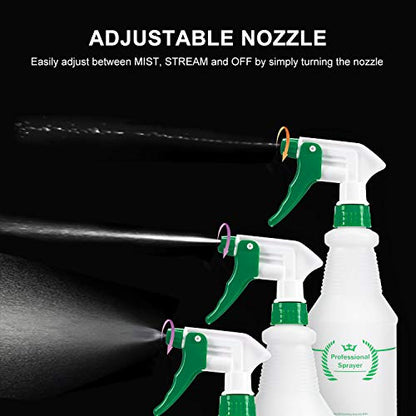 Plastic Spray Bottles 2 Pack, 32 Oz, Heavy Duty Sprayer, All-Purpose, Green | Chemical Resistant, Mist & Stream, Leak-Proof, Better Trigger, Measurements, for Cleaning Solutions, Planting, Car Detailing - color: Green