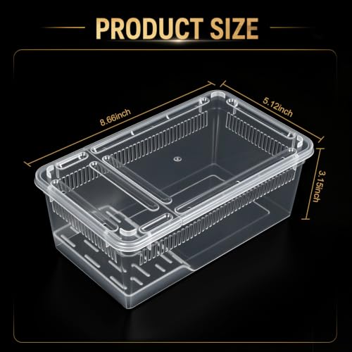 Irenare 20 Pcs Reptile Breeding Box Plastic Spider Enclosure Tarantula Feeding Box for Small Reptile Acrylic Carrier for Mantises Hermit Crabs Small Pet(8.66 x 5.12 x 3.15 Inch, with Basking Platform) - size: 8.66 x 5.12 x 3.15 Inch, style: with Basking P