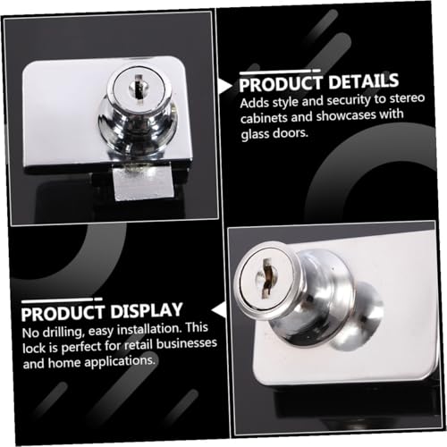 IMIKEYA Zinc Alloy Glass Cabinet Lock 5-8mm Anti-Theft Security Lock with 2 Keys for Display Case Door Furniture Hardware