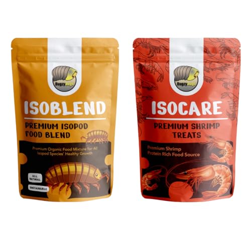 Isoblend Premium Isopod Food Bundle Vegetable Dry Blend and Shrimp Treat Protein Rich Food Source for Feeders Insects Reptiles Invertebrates