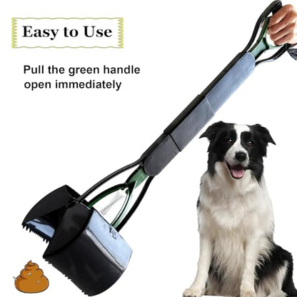 ienjoyed Dog Pooper Scooper for Large Medium & Small Dogs Heavy Duty,Long Handled Dog Poop Scooper for Grass,Durable Dog Poop Pick Up Tool (Dark Green) - color: Dark Green