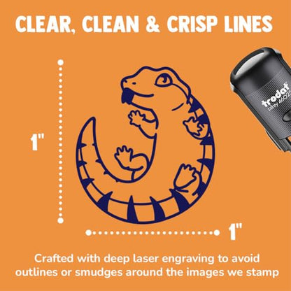 Fat Cute Blue Tongued Skink Lizard Reptile Self-Inking Rubber Stamp Ink Stamper for Stamping Crafting Planners - 1 Inch Medium - Pink Ink - color: Pink, size: 1 Inch Medium