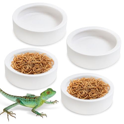 Tfwadmx 4 Pack Reptile Food Bowl, Mini Ceramic Water Feeder Bowl, Reptile Worm Feeding Dish for Lizard Turtle Bearded Dragon Anoles Crested Gecko Hermit Crab Leopard Gecko Chameleon Corn Snake - size: 4 Pcs 2.7 '' x 0.8 ''