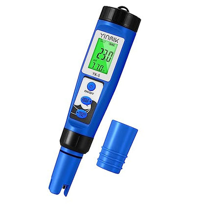 pH Salt Meter 5 in 1 pH TDS EC Salinity Tester for Pool Spa Aquarium | Swimming Pool Salinity Meter for Hydroponic Household Drinking Water Hot Tub Home Brewing Fish Tank… - color: 5 IN 1 Blue Color