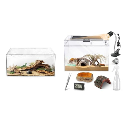 Slide Lid Tank S 11.8x7.8x5.9IN and Reptile Terrarium Kit L 15.6“ x 8“ x 10”