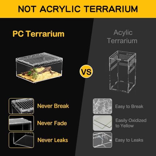 Reptile PC Terrarium 8" x 6" x 4", Tarantula Enclosure,Spider Tank Starter Kit, Hermit Crab Habitat,Lizard Enclosure,Insect Housing,Jumping Spider Cage (Small) - size: 8" x 6" x 4"