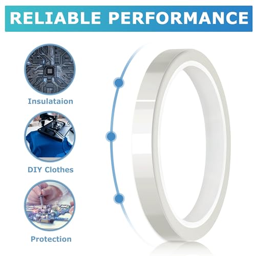 High Temperature Tape Heat Tape Heat Resistant Tape Heat Transfer Tape Heat Tape for Sublimation No Residue 10mm X 33m 108ft (Transparent-6 Roll) - color: Transparent-6 Roll