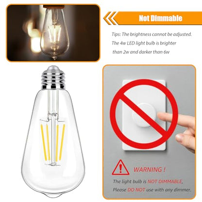 winsaLED 40 Watt Light Bulbs, E26 Bulb, 4000K Cool White 4W LED Edison Bulbs, Flickering Free, 90 High CRI, 450LM, Not Dimmable, Pack of 12 - color: 4000k-cool White