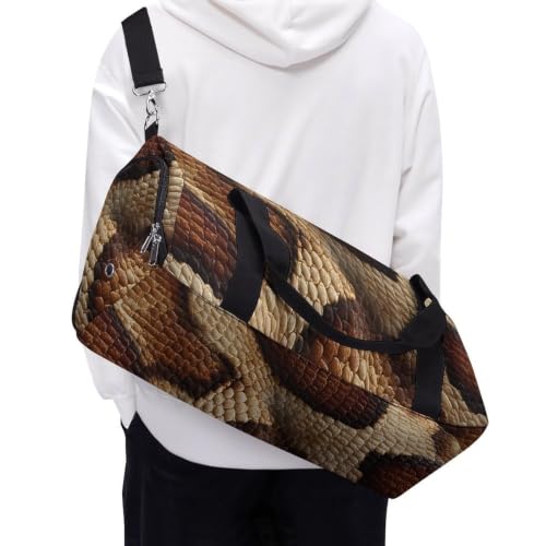 Snake Skin Texture Gym Duffle Overnight Weekends Bag | crossbody,for men women,with shoe wet compartment,for travel sports fitness workout