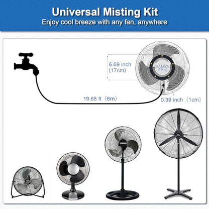 Fan Misting Kit. Fan Misters for Cooling Outdoor | Integrated Mister Ring for Outside with Water Valve. Fit for Any Outdoor Fan. Durable, Seamless Fan Mister not Easy to Leak - size: 20FT