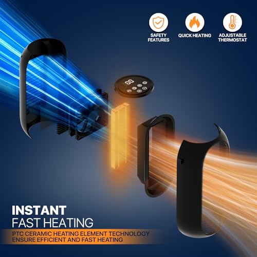 Magshion Portable Electric Heater Small Mini Heaters Indoor Use, 3 Modes Thermostat, 12h Timer Portable Personal Heater PTC Rapid Heater Quick Safety Heating for Office Room Desk Home - size: Round - 1200W - Button