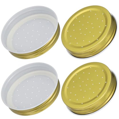 Toddmomy Metal Bee Feeders: Entrance Feeders 4pcs Honeybee Hive Feeders Mason Jar Lids Water Feeder for Bee Feeding Beekeeping Equipment Tools, 7.30X7.30X1.50CM