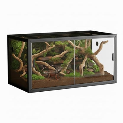 4X2x2 ft Terrarium Reptile Enclosure 120 Gallon Bearded Dragon Tank | Black Snake Tank with Sliding Glass Door, Front Opening, Metal Top Screen Ventilation, Easy Assembly,48x24x24 inch