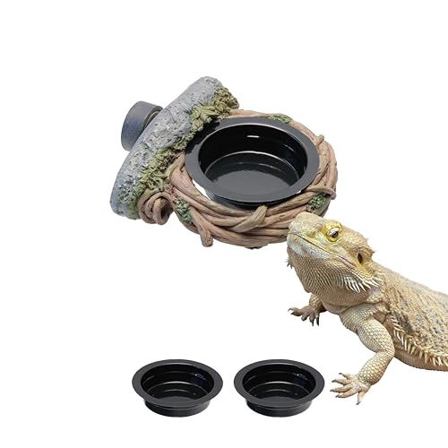 Magnetic Feeding Ledge with 2pcs Cups,Reptile Water Bowl,Bearded Dragon,Turtle,Crested Gecko,Snake,Tank Accessories - size: S