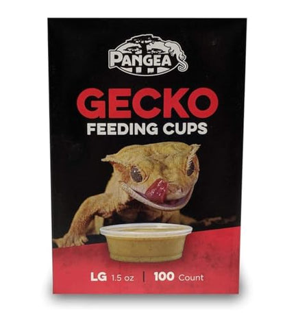 Pangea Large 1.5oz Plastic Crested Gecko Food & Water Deli Cups, 100 ct. | 1 and a half ounce disposable plastic deli feeding cups for reptiles, crested geckos, day geckos, lizards