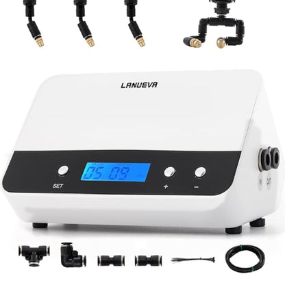 LANUEVA Timing Reptile Smart Mister for Tank with Nozzles 360°Adjustable | Reptile Misting System with 3 Single Nozzles & Double Nozzle 360°Adjustable, for Lizard, Chameleon, Plants, Terrarium