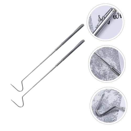 Beaupretty 2pcs Stainless Steel Telescopic Snake Catching Hooks Portable Reptile Grabber Tools with Smooth Safe Hook Design for Easy Handling and Secure Capture