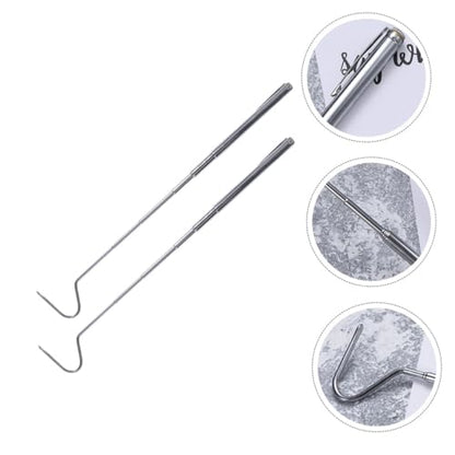 Beaupretty 2pcs Stainless Steel Telescopic Snake Catching Hooks Portable Reptile Grabber Tools with Smooth Safe Hook Design for Easy Handling and Secure Capture