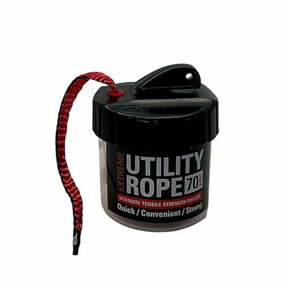 Rapid Rope Canister, 70ft Red Tactical Paracord, 1100lb Test, USA Made | Heavy Duty Poly Rope Test Cord, Non-Tangle Dispenser Included, For Hiking, Camping, Survival, Utility, Stocking Stuffer, Gift - size: 70ft, style: Red