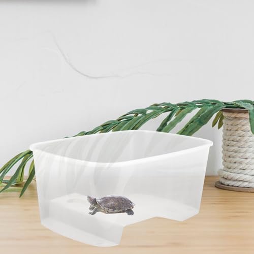 Turtle Tank with Basking Platform Medium Size Small Reptile Terrarium Aquarium Water Changing Turtle Habitat Frogs and Amphibious Pets
