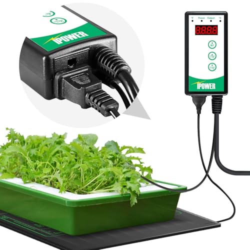 iPower 48" x 20.75" Hydroponic Seeding Warm Pad and Heat Mat Thermostat Controller Plant Starting Kit Combo - size: 48" x 20.75", style: with Upgraded Controller
