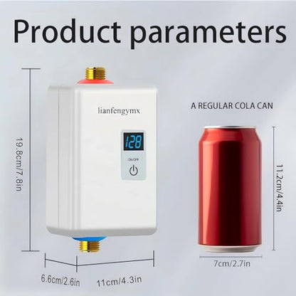 Electric Tankless Water Heater 3000W 110V, On Demand Instant Hot Water with LED Display, Under Sink Point of Use for Kitchen Bathroom, Wall Mounted, Stainless Steel - color: White