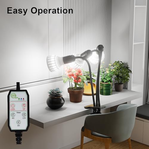 Grow Light,24W (160Watts Equiv) 5000K White Full Spectrum LED Growing Lamp Clip on Desk for Indoor Plants,Bulbs Replaceable & Non-dimmable (Black, 240W) - size: 240W