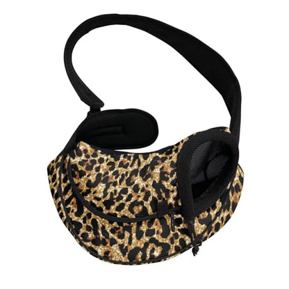 COEQINE Dog Carrier for Medium Dogs Hands-Free Leopard Print Front View Cat Sling Bag Small Cats Jungle Adventure Satchel - color: Cheetah Burst Leopard Print