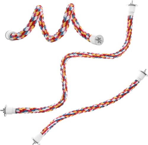 Bird Rope Perches,Parrot Toys 48 inches Rope Bungee Bird Toy (48 inches)[1 Pack] - size: 48 inches